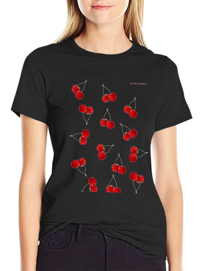 Cherry Print Black T-Shirt