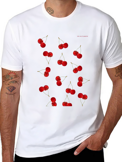 Cherry Print Black T-Shirt