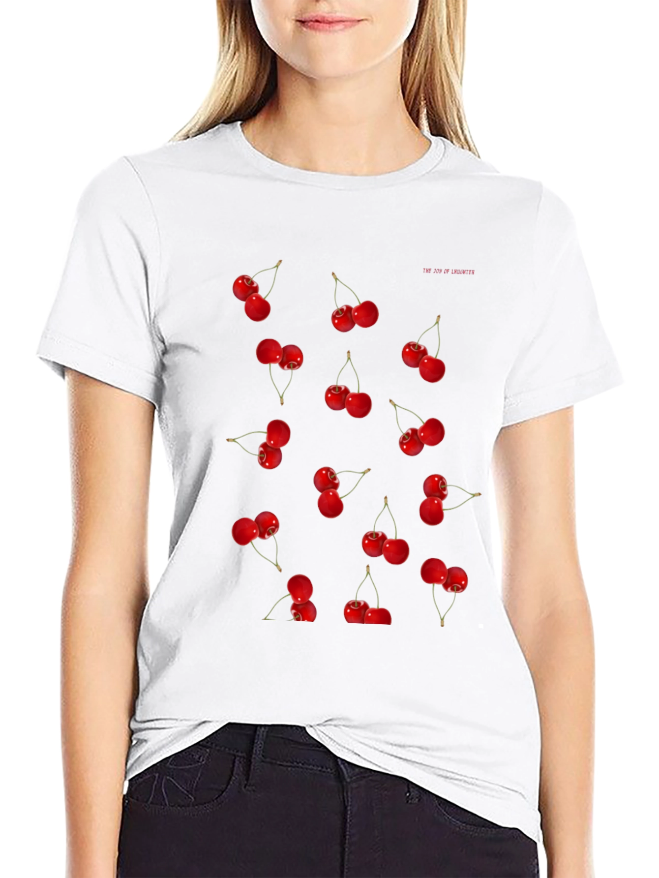 Cherry Print Black T-Shirt
