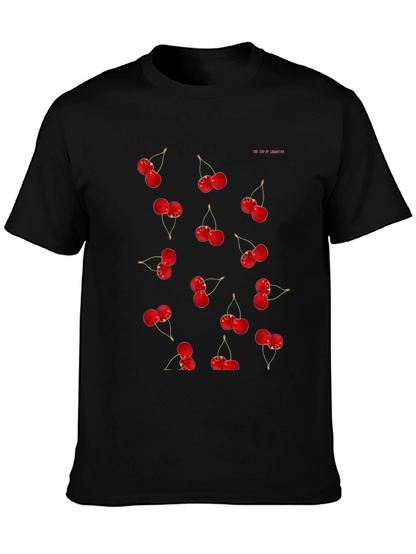 Cherry Print Black T-Shirt
