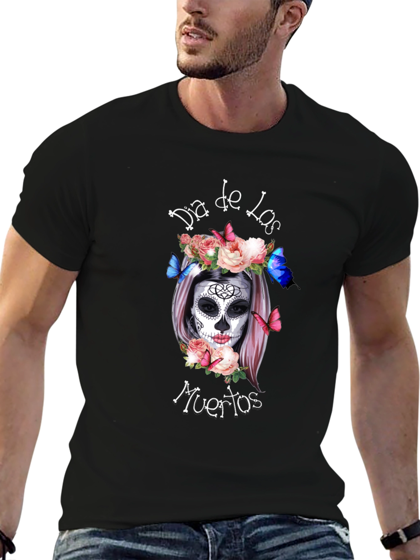 Dia de los Muertos T-Shirt Sugar Skull Black