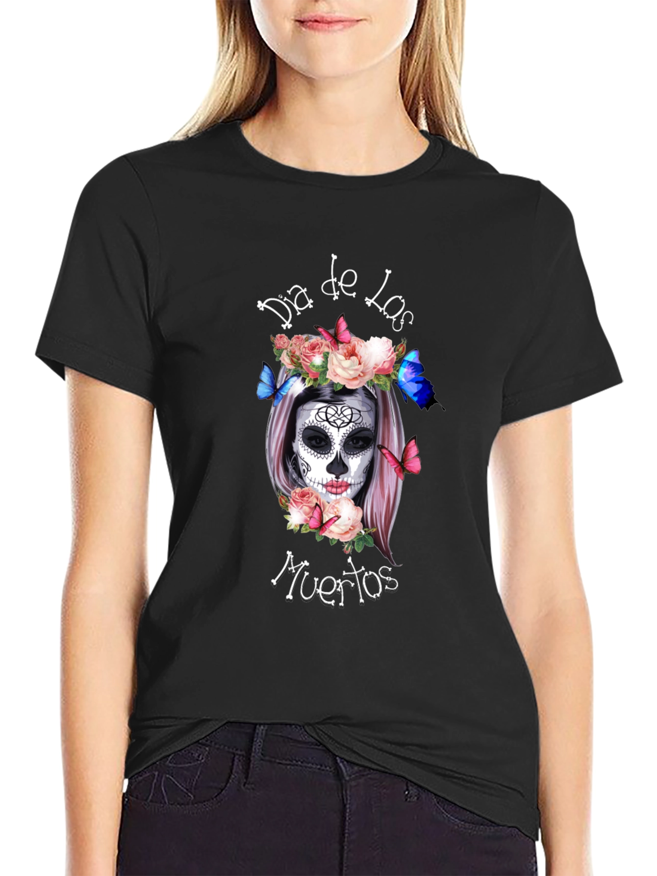 Dia de los Muertos T-Shirt Sugar Skull Black
