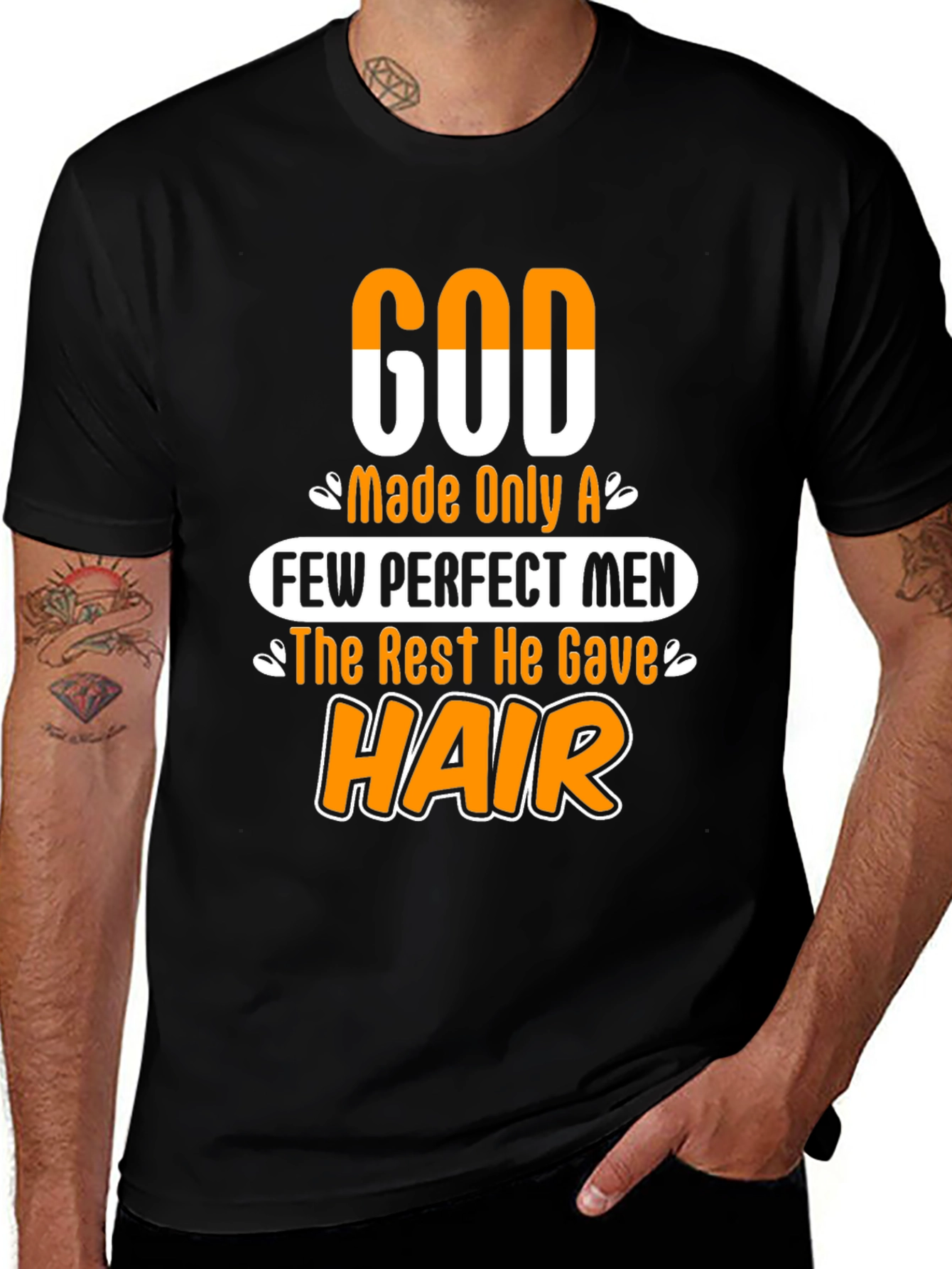 Funny God Gave Hair Mens Graphic T-Shirt