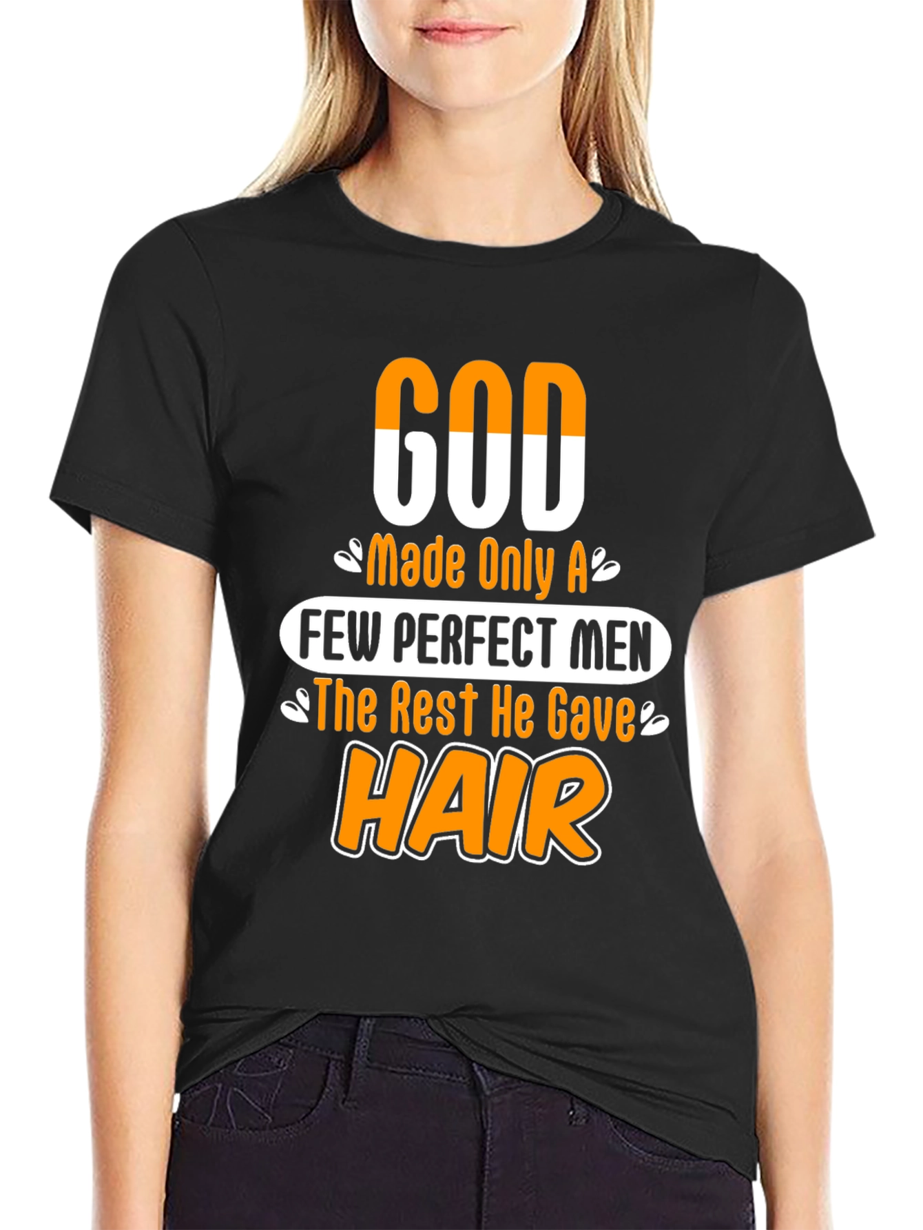 Funny God Gave Hair Mens Graphic T-Shirt