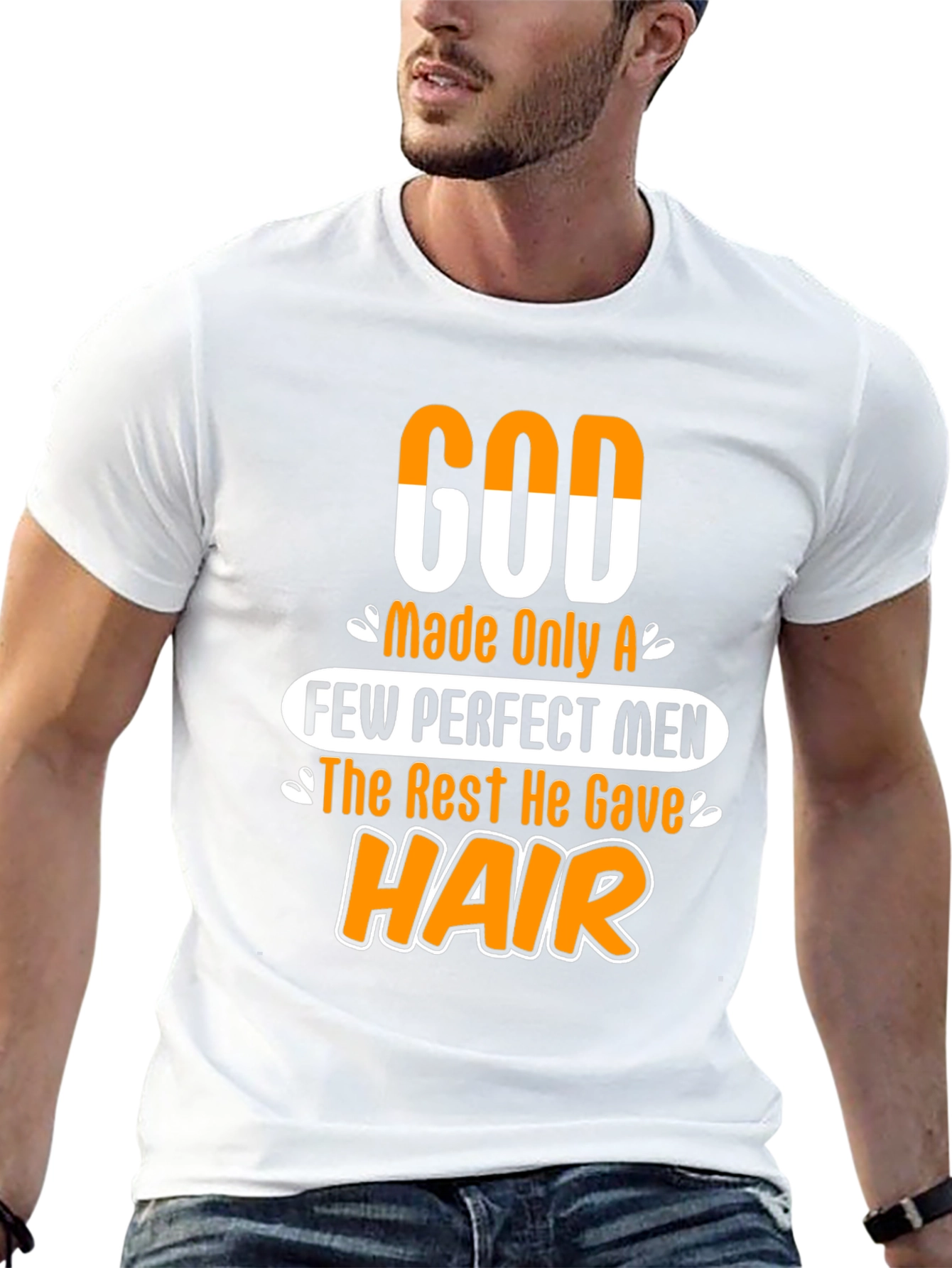 Funny God Gave Hair Mens Graphic T-Shirt