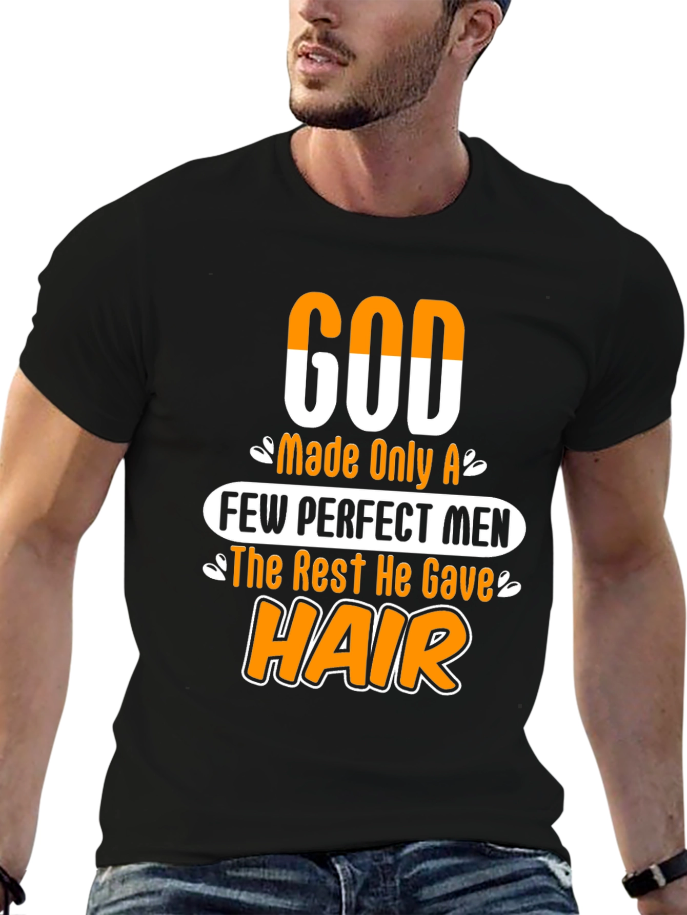 Funny God Gave Hair Mens Graphic T-Shirt