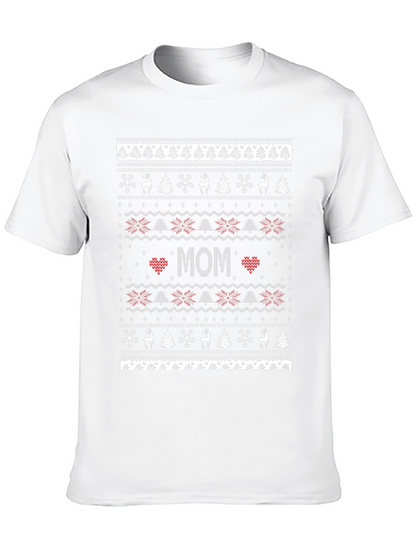 Festive Mom Christmas Sweater Pattern T-Shirt