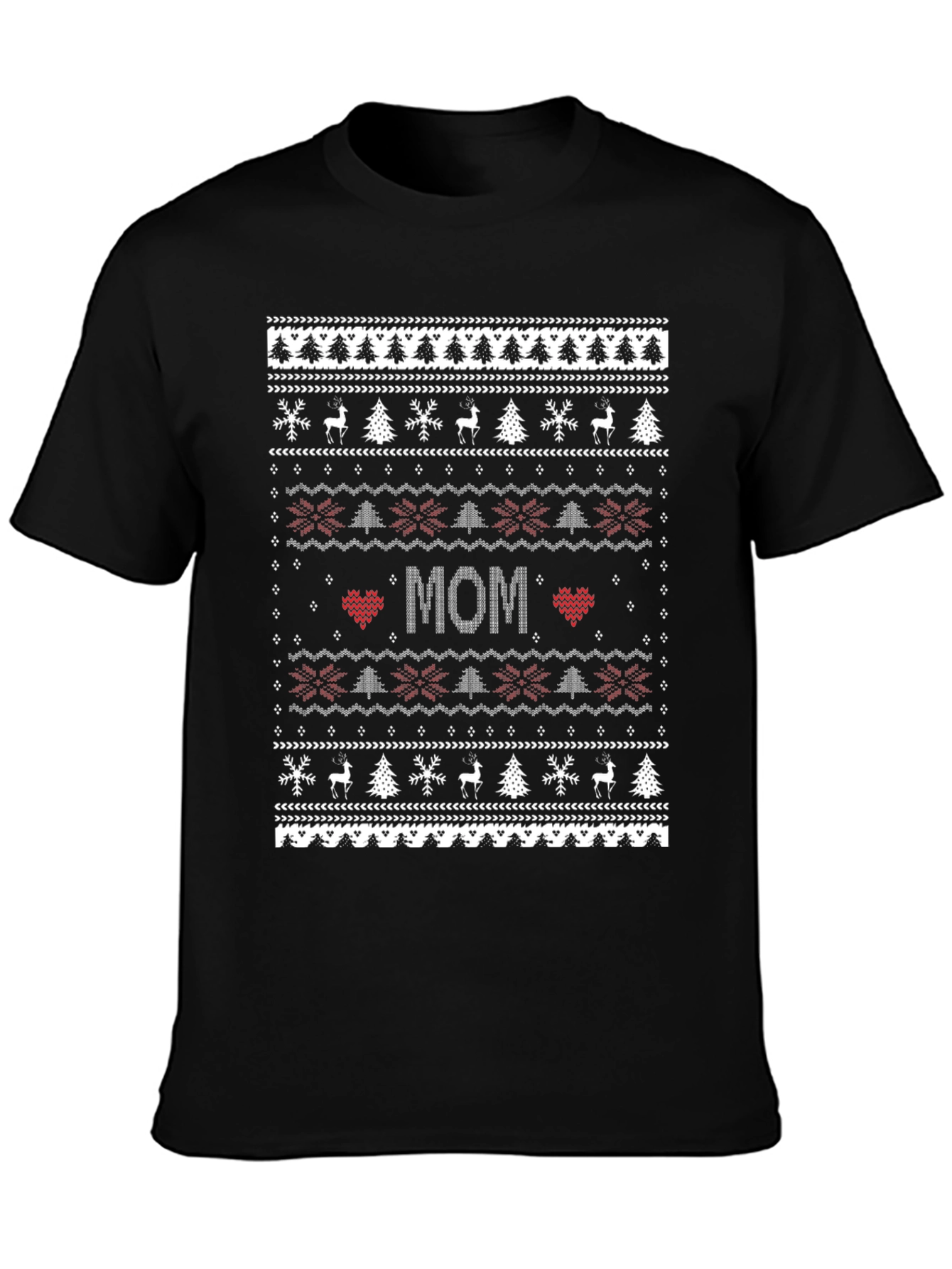 Festive Mom Christmas Sweater Pattern T-Shirt