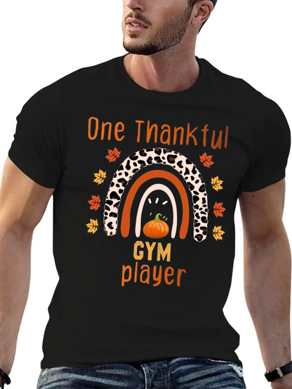 Thankful Gym Player Thanksgiving Rainbow T-Shirt