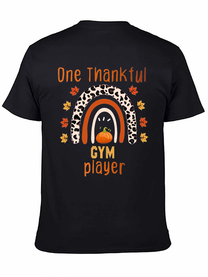 Thankful Gym Player Thanksgiving Rainbow T-Shirt