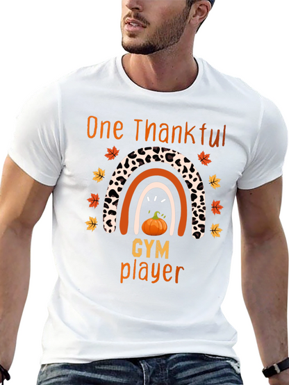 Thankful Gym Player Thanksgiving Rainbow T-Shirt