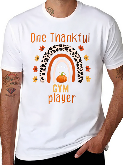 Thankful Gym Player Thanksgiving Rainbow T-Shirt