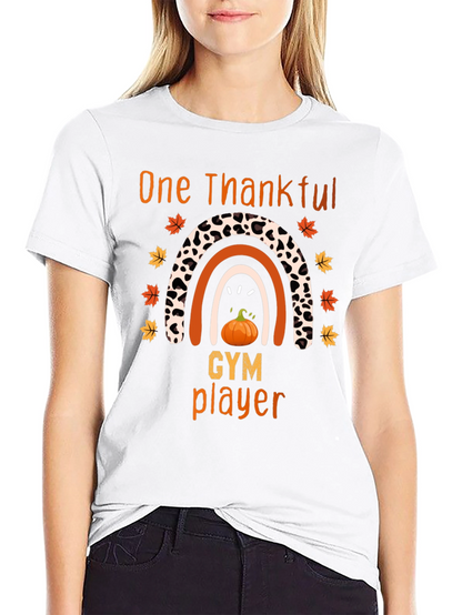 Thankful Gym Player Thanksgiving Rainbow T-Shirt