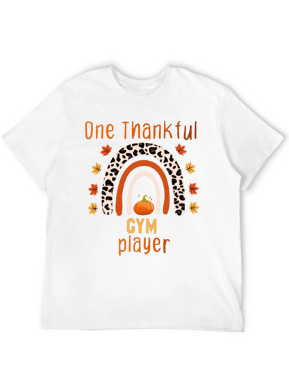 Thankful Gym Player Thanksgiving Rainbow T-Shirt