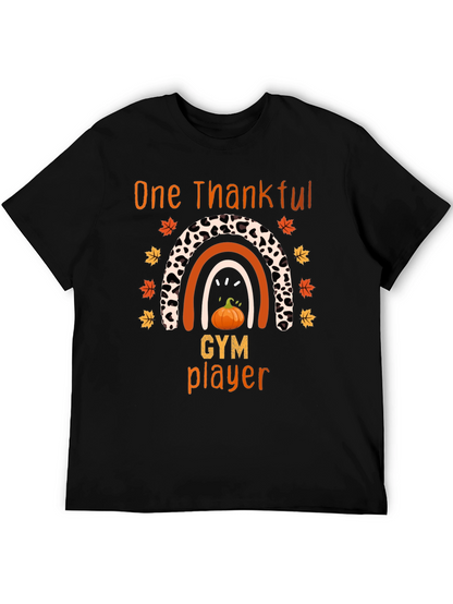 Thankful Gym Player Thanksgiving Rainbow T-Shirt