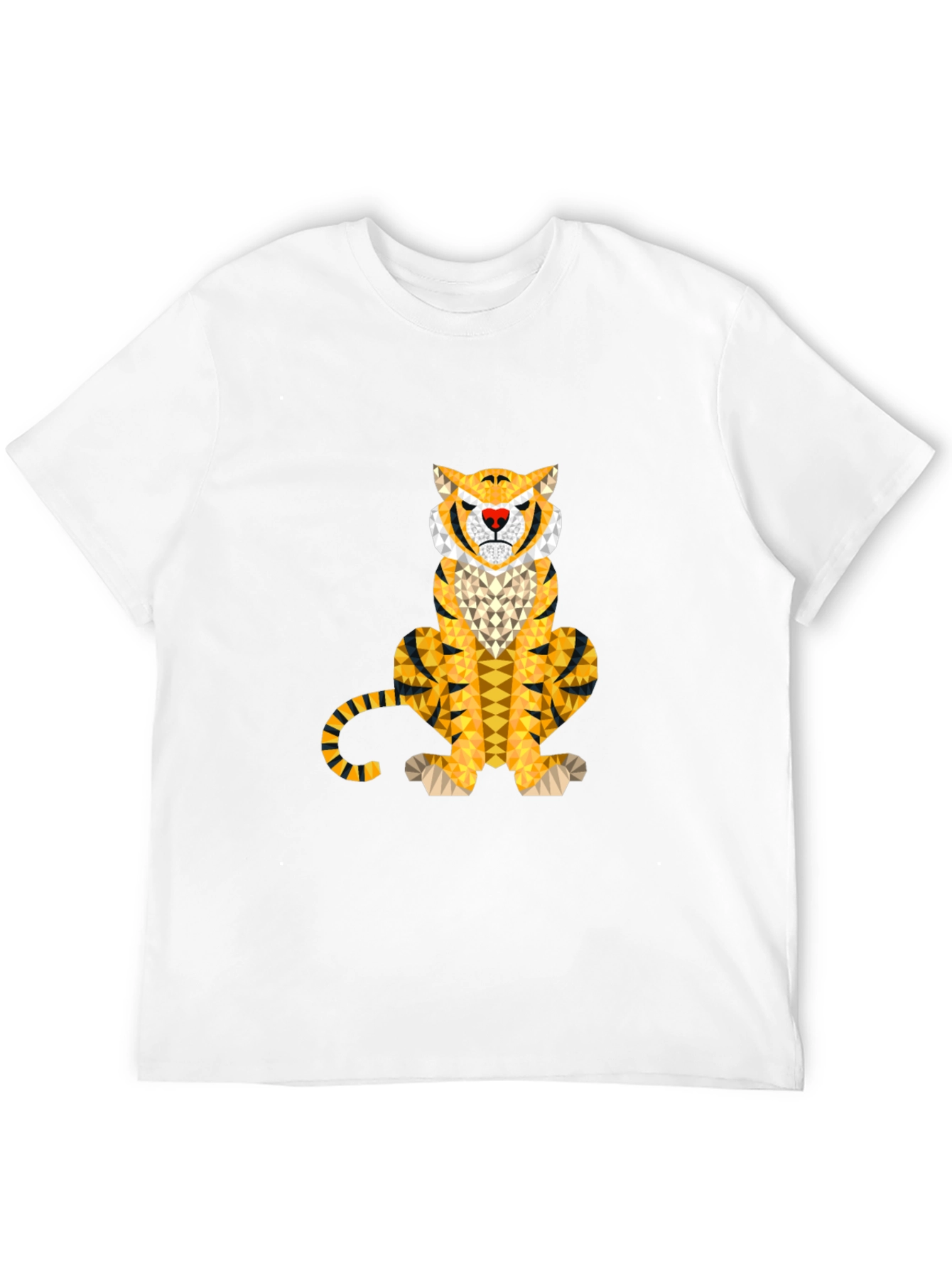 Geometric Tiger Graphic Tee - Stylish Mens Black T-Shirt