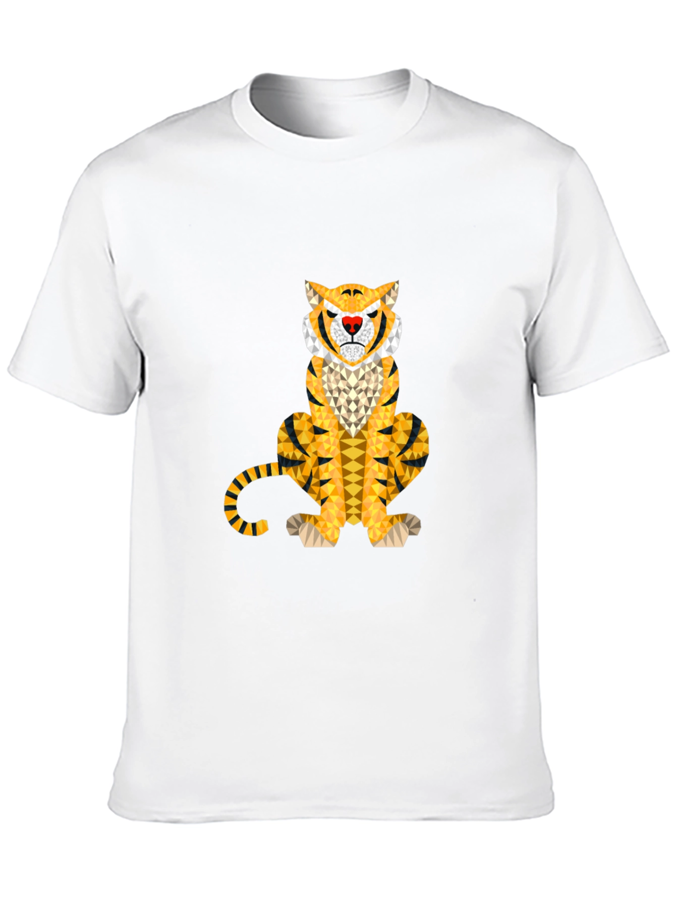 Geometric Tiger Graphic Tee - Stylish Mens Black T-Shirt