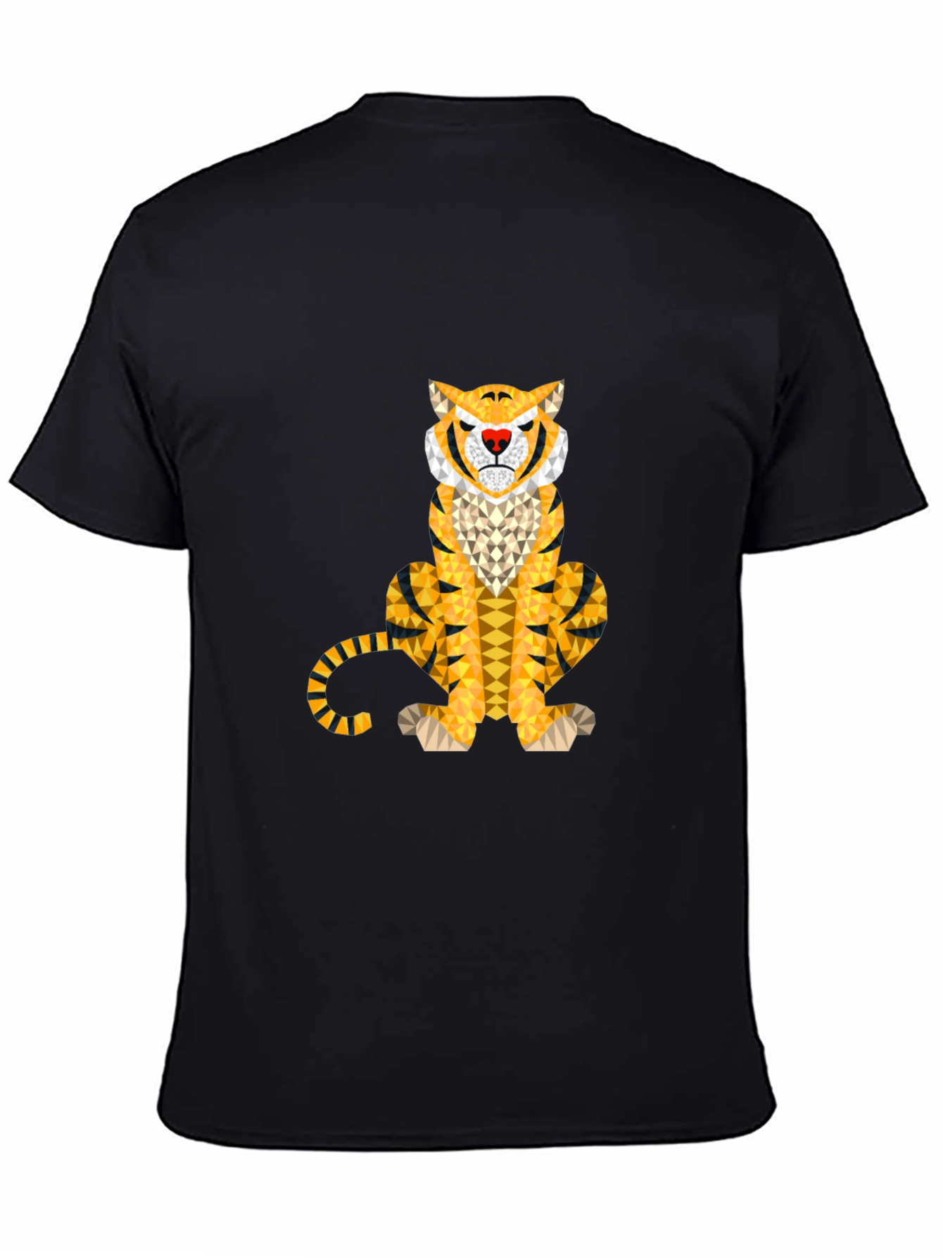 Geometric Tiger Graphic Tee - Stylish Mens Black T-Shirt