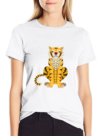 Geometric Tiger Graphic Tee - Stylish Mens Black T-Shirt