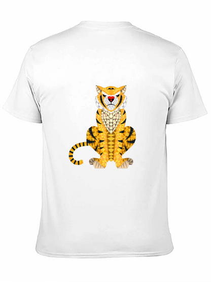 Geometric Tiger Graphic Tee - Stylish Mens Black T-Shirt