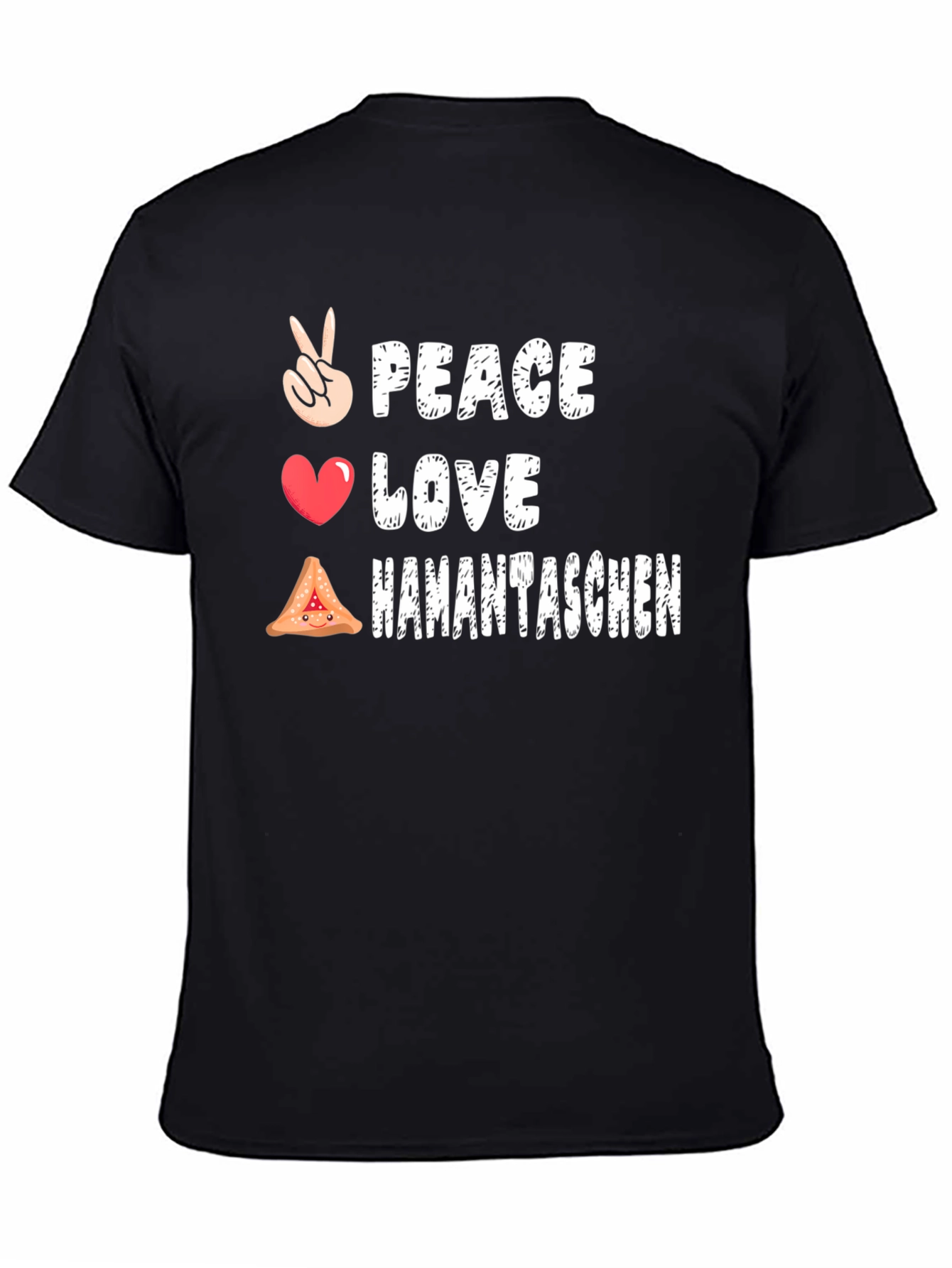 Peace Love Hamantaschen Black Graphic T-Shirt