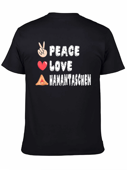 Peace Love Hamantaschen Black Graphic T-Shirt