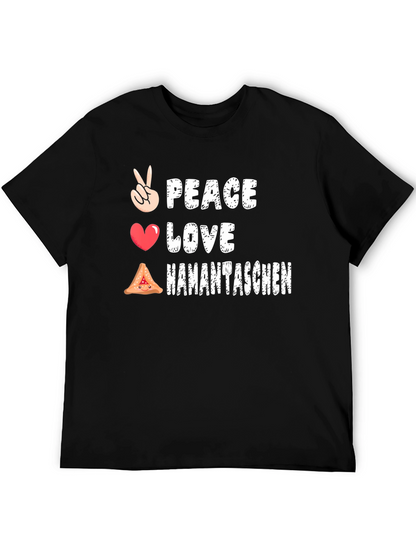 Peace Love Hamantaschen Black Graphic T-Shirt
