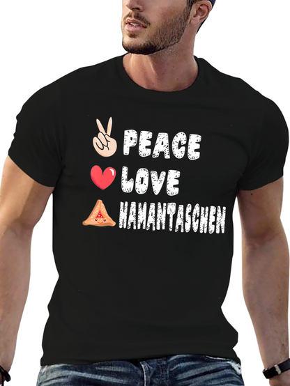 Peace Love Hamantaschen Black Graphic T-Shirt
