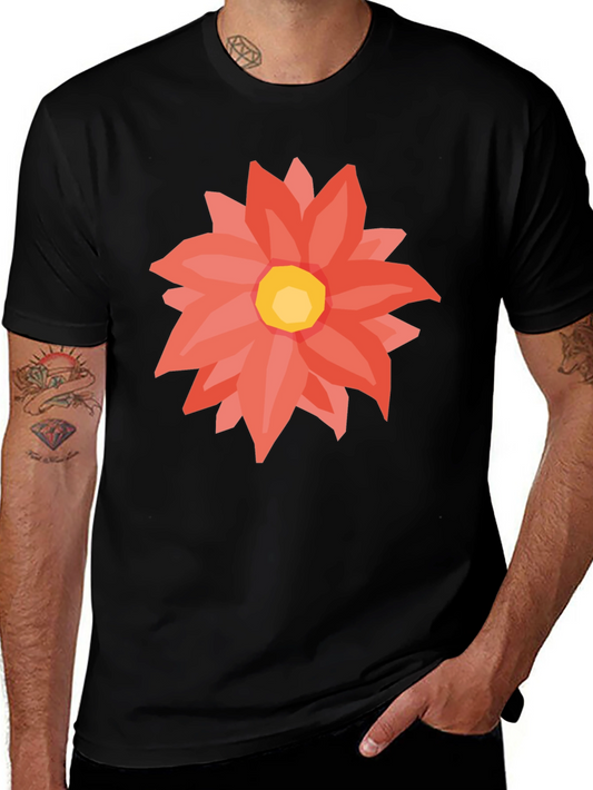 Black T-Shirt with Floral Graphic