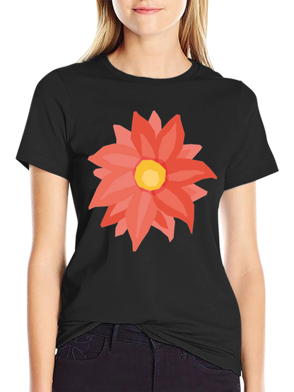 Black T-Shirt with Floral Graphic