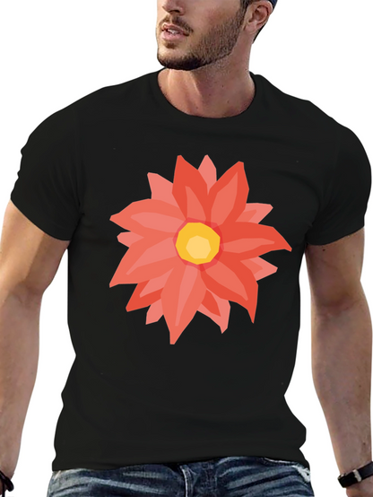 Black T-Shirt with Floral Graphic