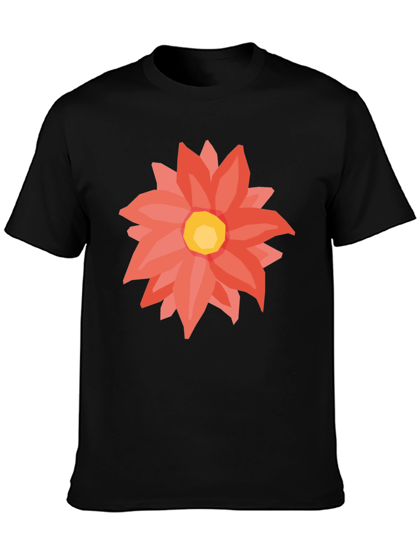 Black T-Shirt with Floral Graphic