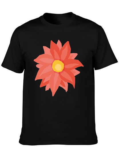 Black T-Shirt with Floral Graphic