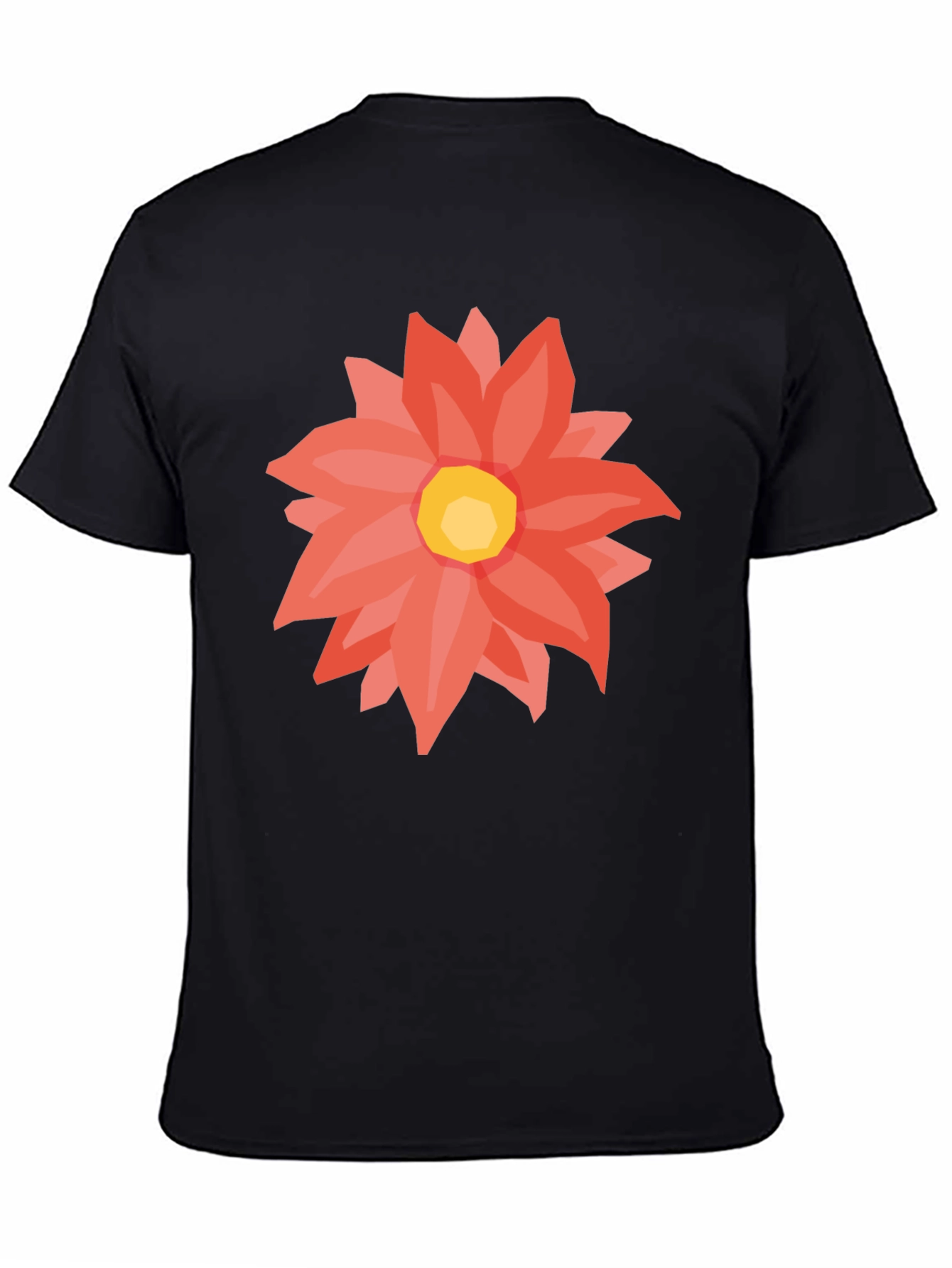 Black T-Shirt with Floral Graphic