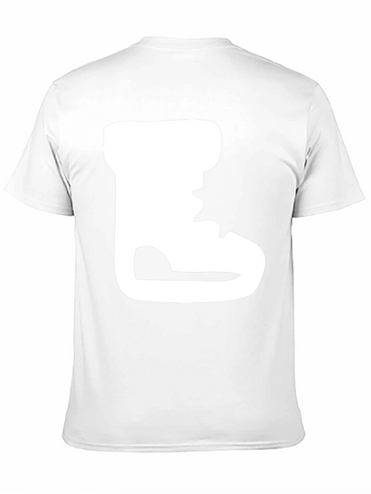 Black T-Shirt with White Boot Print