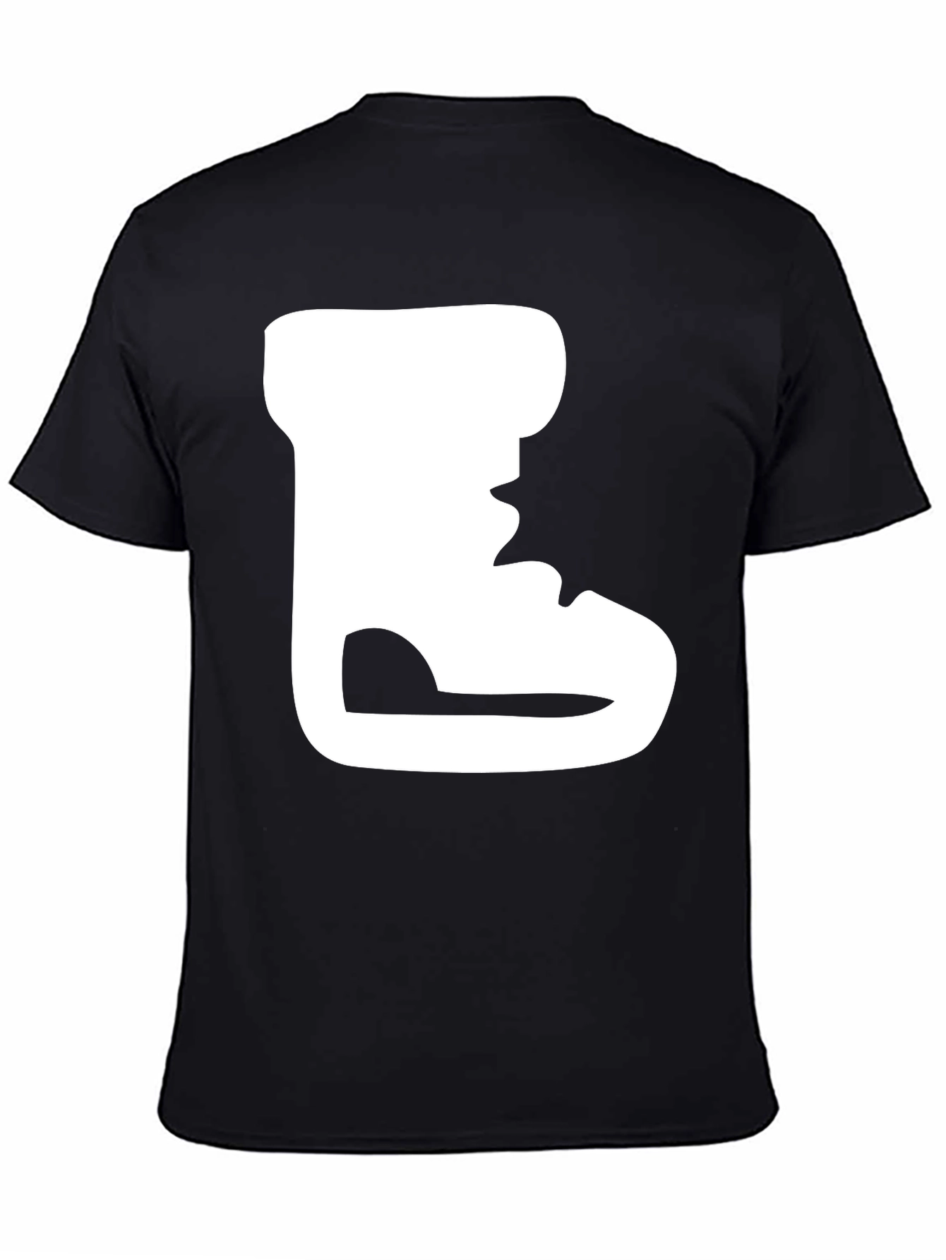 Black T-Shirt with White Boot Print