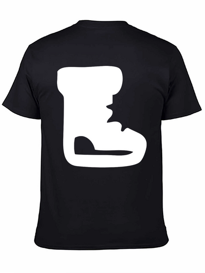 Black T-Shirt with White Boot Print