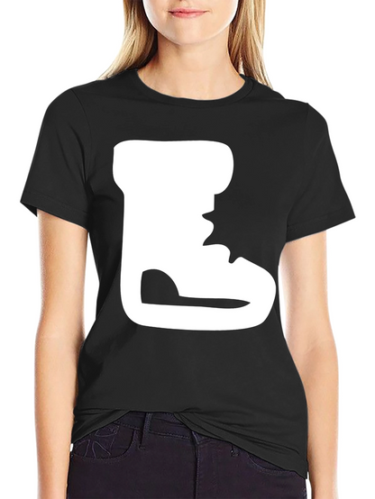 Black T-Shirt with White Boot Print