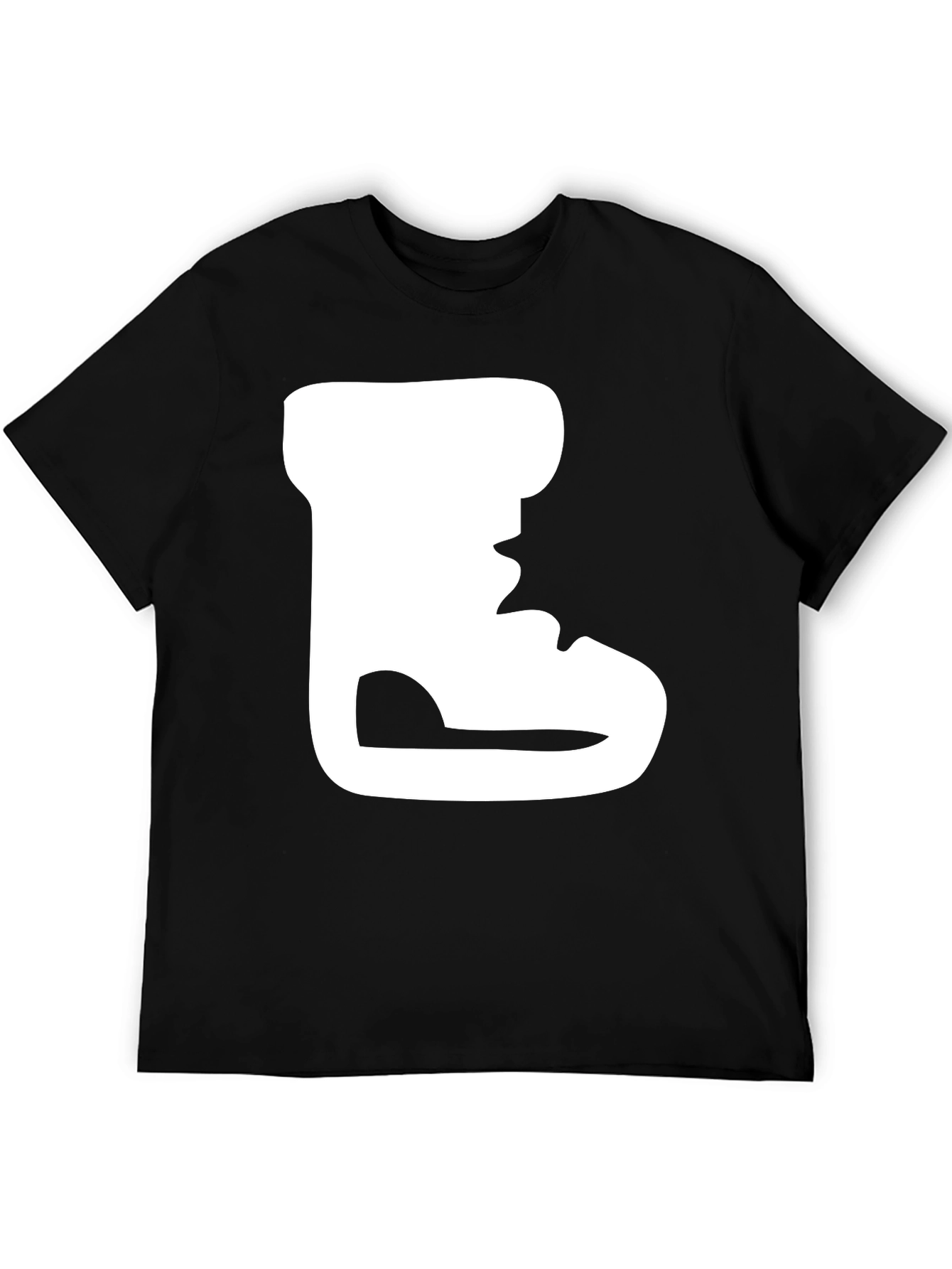 Black T-Shirt with White Boot Print