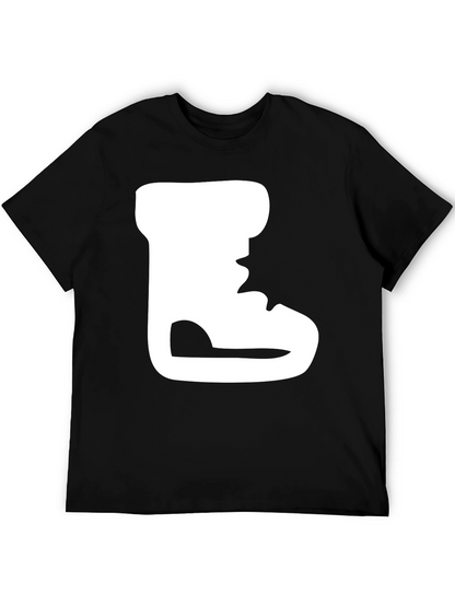 Black T-Shirt with White Boot Print