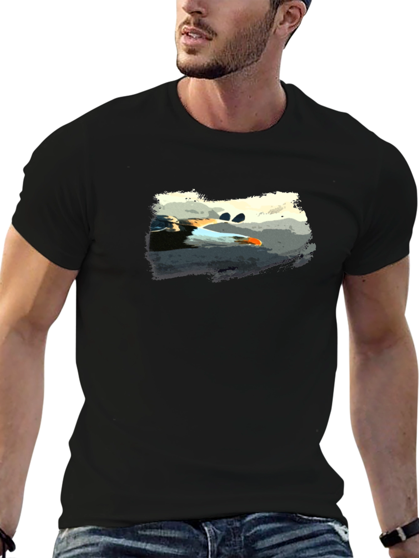 Graphic Print Black Tee