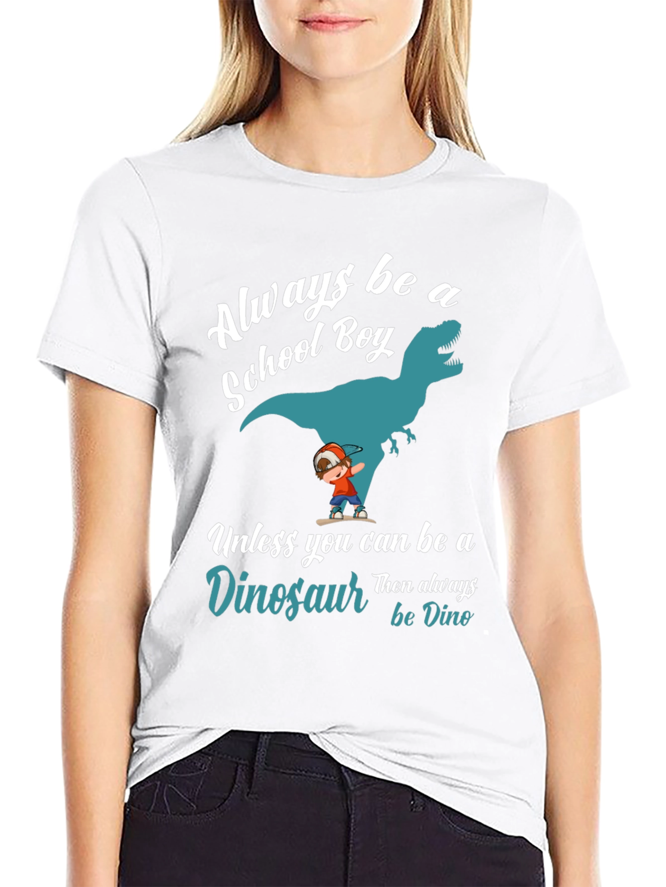 Always Be A School Boy Dinosaur Graphic T-Shirt