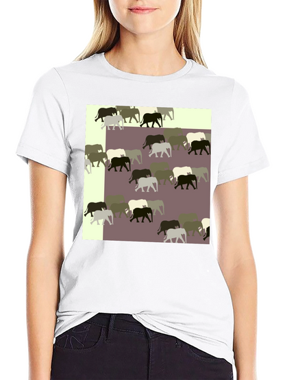 Elephant Pattern Black T-Shirt
