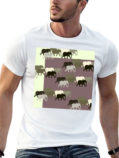 Elephant Pattern Black T-Shirt