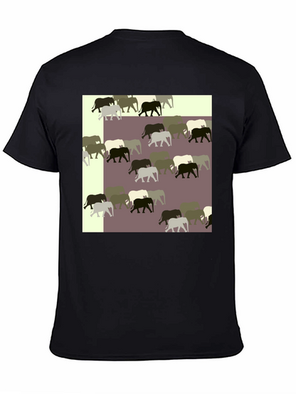 Elephant Pattern Black T-Shirt