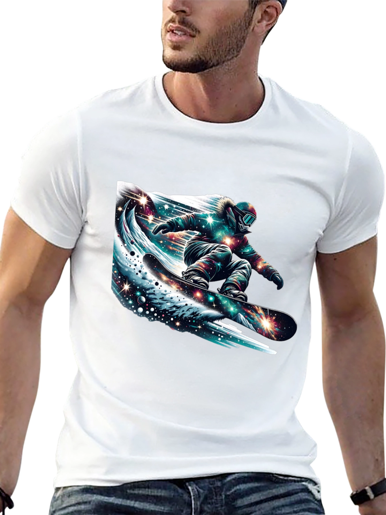 Galaxy Snowboarder Graphic Tee - Black