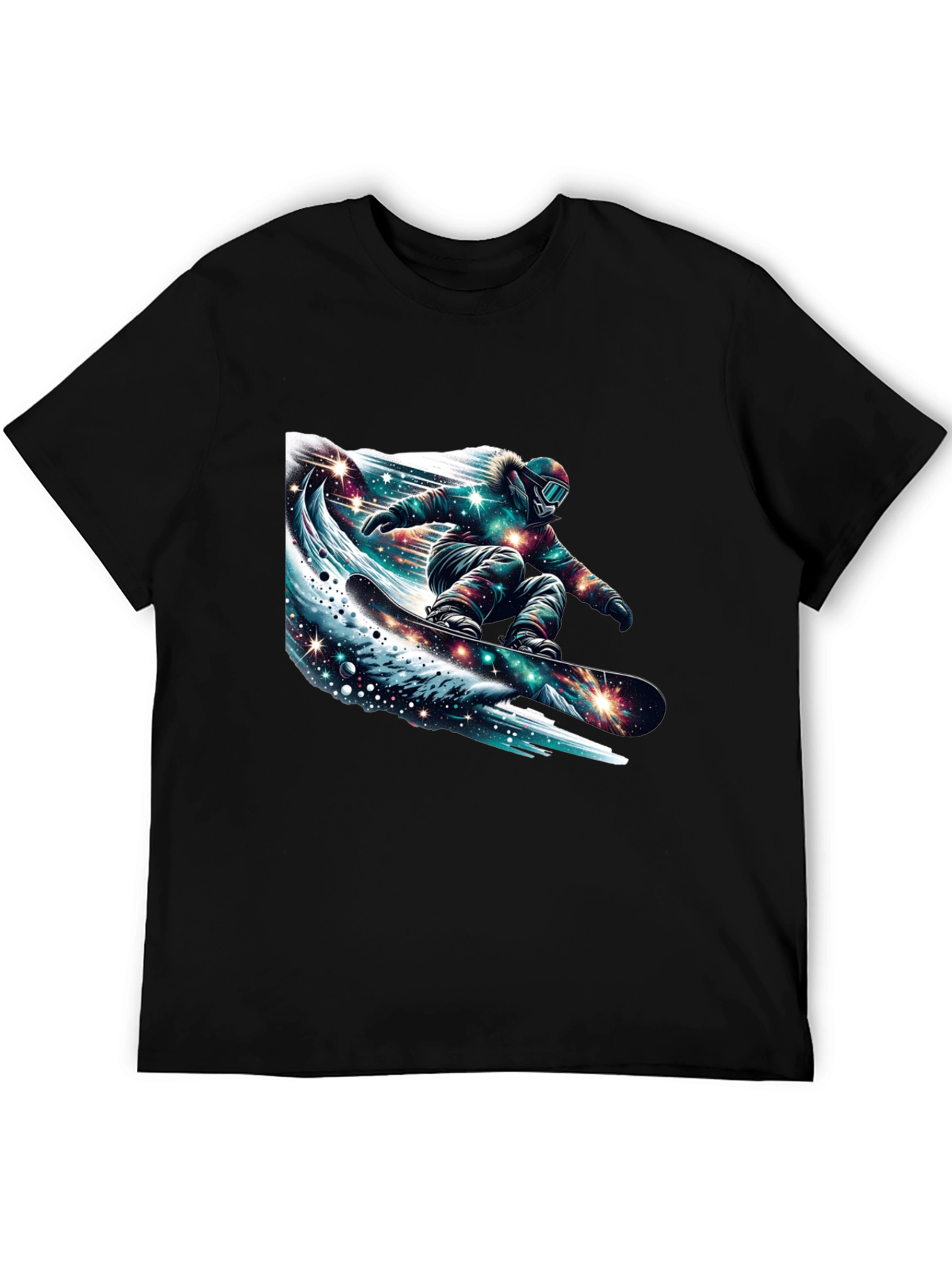 Galaxy Snowboarder Graphic Tee - Black
