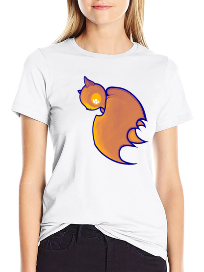 Black T-Shirt with Cartoon Bat Print