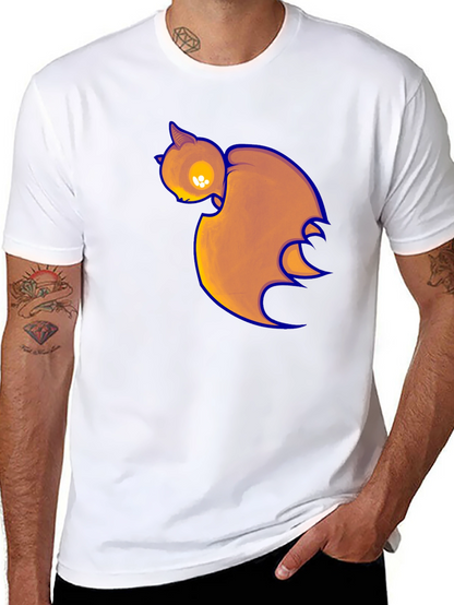 Black T-Shirt with Cartoon Bat Print