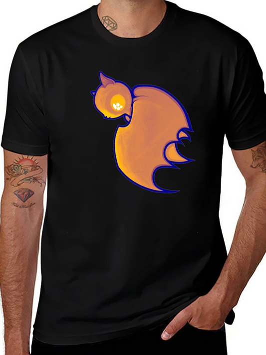 Black T-Shirt with Cartoon Bat Print